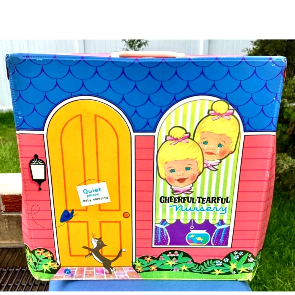 Mattel Cheerful and Tearful nursery/carrying case playset with two dolls bed.
